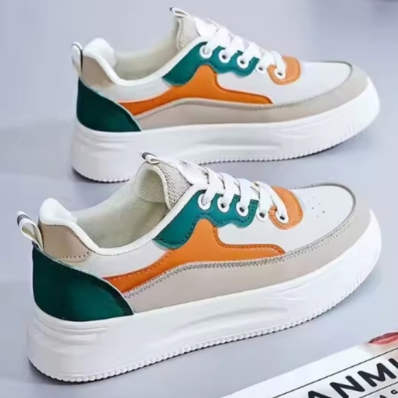 Vibrant High Top Sneakers in Orange and Green - Picture 6 of 8